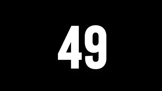 Pixel numeral 49, number forty nine, alpha channel, alphabet and letters in pixel style with a transparent background