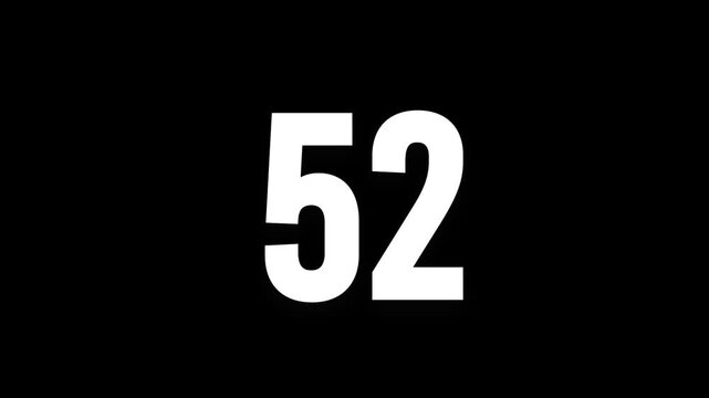 Pixel numeral 52, number fifty two, alpha channel, alphabet and letters in pixel style with a transparent background