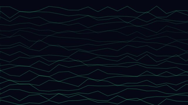 Abstract digital waveform animation 4k background, with moving green, geometric lines for, technology and data, visualization concepts