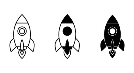 Rocket Ship Icons, Spacecraft Vector Graphics, Futuristic Exploration Symbols, Sci-Fi Launch Set © VECTOR STORE
