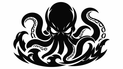 Tentacled octopus kraken sea monster mascot logo design © amaliaanida