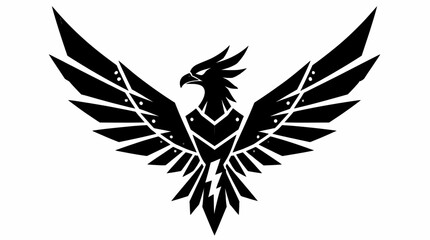 Geometric phoenix silhouette with lightning bolt chest detail. © amaliaanida