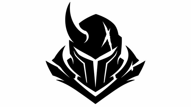 Horned cyber knight helmet mascot logo design.
