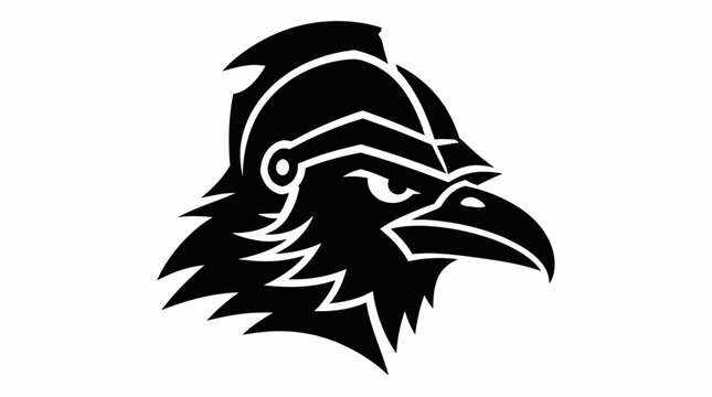 Gladiator helmet bird face hybrid mascot logo.