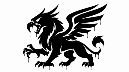 Dripping paint style griffin silhouette stencil logo. © amaliaanida