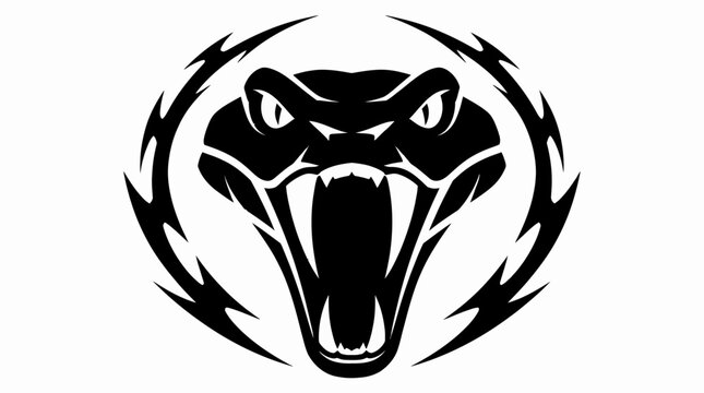 Shielded cobra snake head mascot logo within circle.