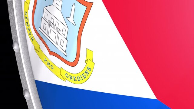 Metallic Shield Transitions with the Flag of Sint Maarten of Netherlands