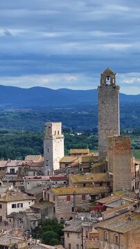 San Gimignano Scenic Tower Panorama Tuscany Landscape