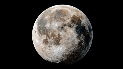 Fototapeta premium Detailed Close-Up of the Full Moon Against Black Background.