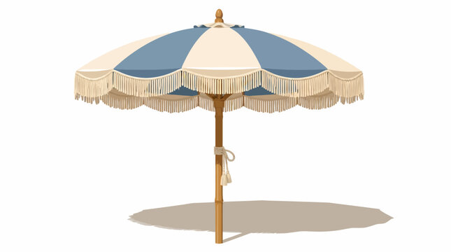Blue and white striped vintage beach umbrella.