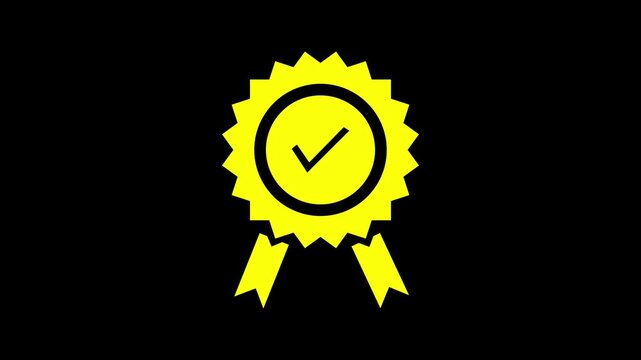Animated green quality mark. Approved or certified icon in a flat design. Vector illustration isolated on white background.