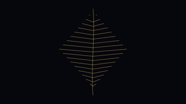 Minimalist gold geometric line animation, abstract pulsing diamond shape on 4k black background lines