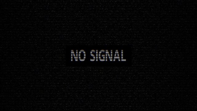 4K No signal old vintage TV with glitch distortion effect and turn on and off. 
