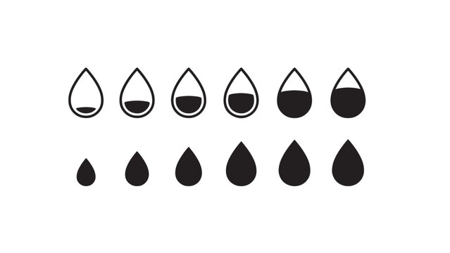 "Droplet icons symbolizing quantity and saturation."