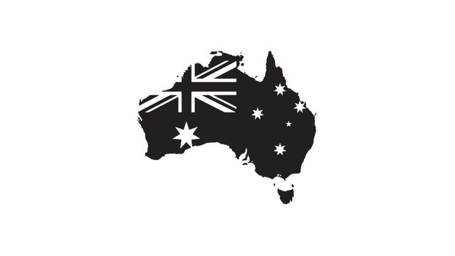 "Australia silhouette with national flag design."