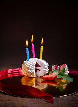 Birthday Marshmallow with Strawberry Filling and Candles