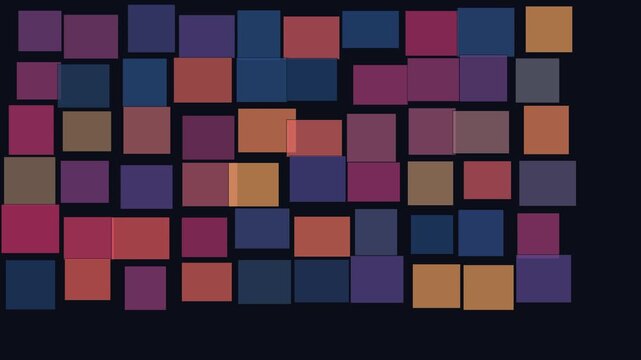Abstract geometric motion animation 4k background, with shifting colorful, squares and soft, opacity transitions