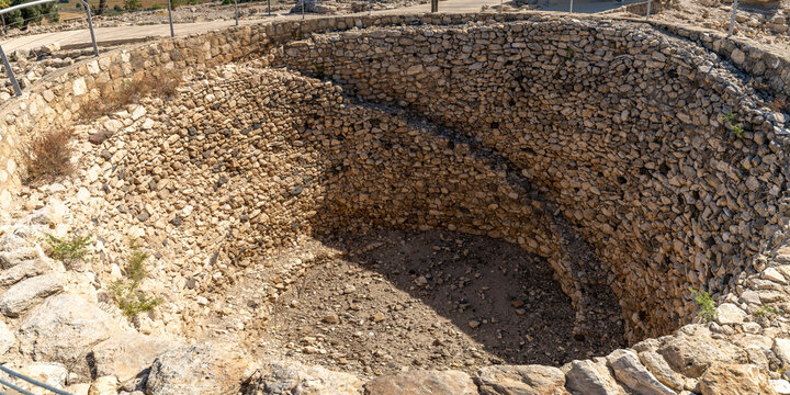 The public granary, silo from the Israelite or Assyrian period at Tel Megiddo National Park in Israel.
