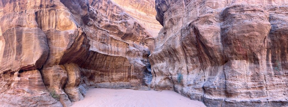 Panoramic View of a Sandstone Canyon in Tabuk