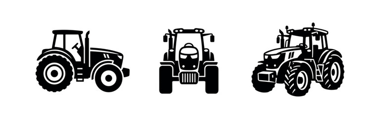 Set of modern farm tractor vector icons for agricultural design © Lili