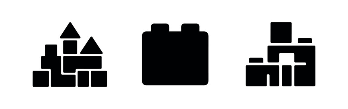 Building Blocks Toy Bricks Icons Set