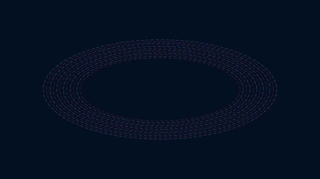 Abstract rotating oval dashed line ring motion animation 4k background
