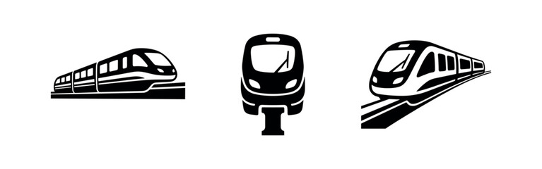 Modern train icons in different perspectives © Lili