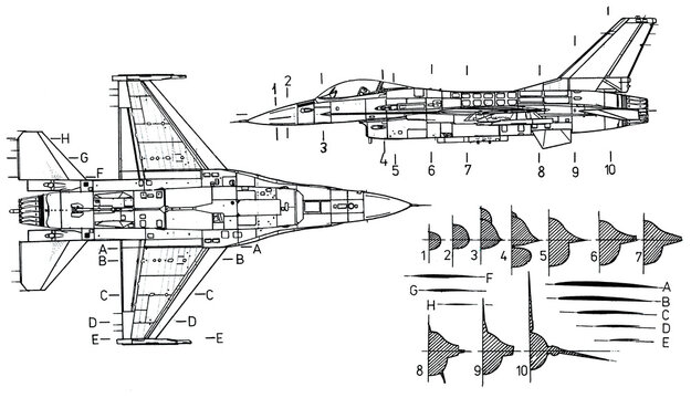 Drawing of military aircraft fighter bomber. 
General view of war plane. Cad scheme isolated
on white paper sheet. 