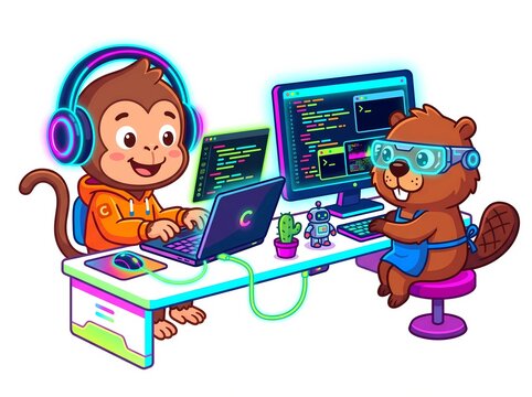 STEM coding animals cartoon