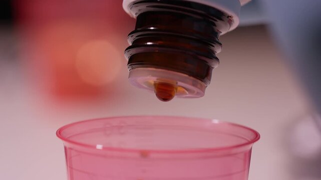 Drops of medical syrup: Precise dosage for patient treatment