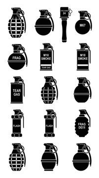 Collection of Silhouette Grenades and Explosive Devices Icons