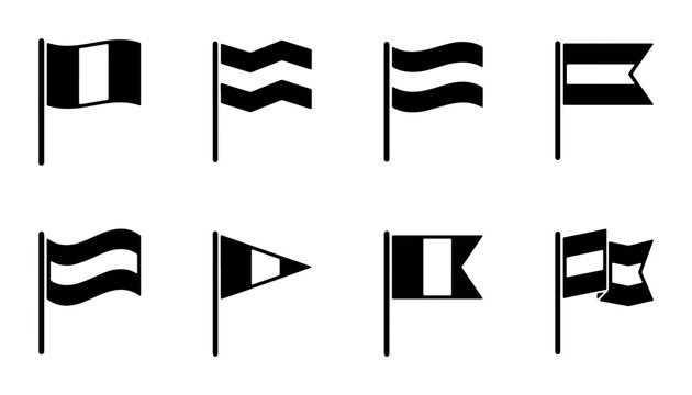 Nautical Signal Flags Set, Maritime Communication Icons, Marine Navigation Symbols, Vector Collection