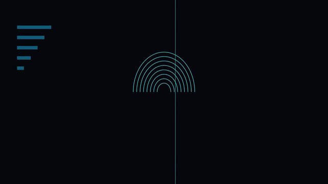 Minimalist digital hud interface with pulsing circular waves and data loading bars for tech ui animation 4k