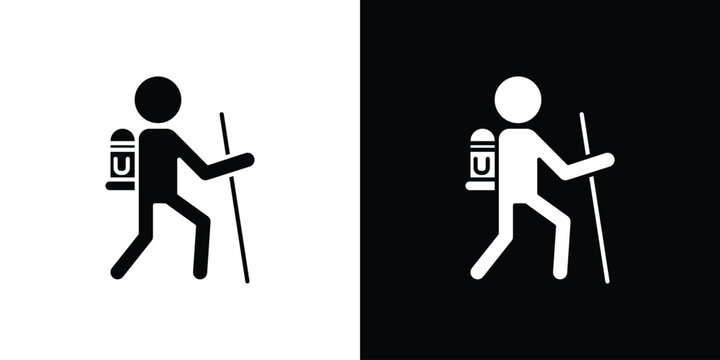 Hiking icon simple logo set