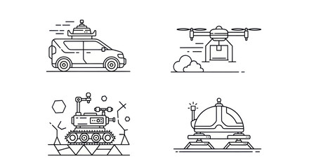 Planetary rover and future transport icons © Supriyadi