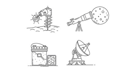 Space exploration and lunar research line icons. © Supriyadi