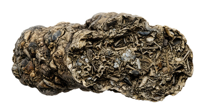 High-Detail Scientific 3D Render of a Fossilized Coprolite (Dinosaur Feces) Specimen Isolated on White