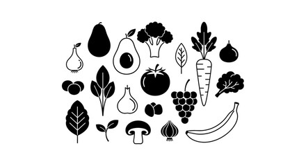 Fototapeta premium Healthy fresh food assortment collection organic produce icons