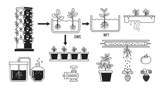 Hydroponic system grow methods explained with plants and water