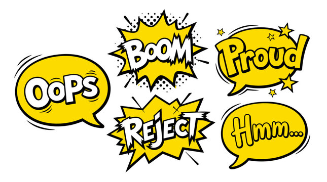 comic speech bubbles with emotions