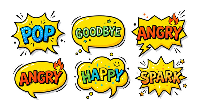comic speech bubbles with emotions