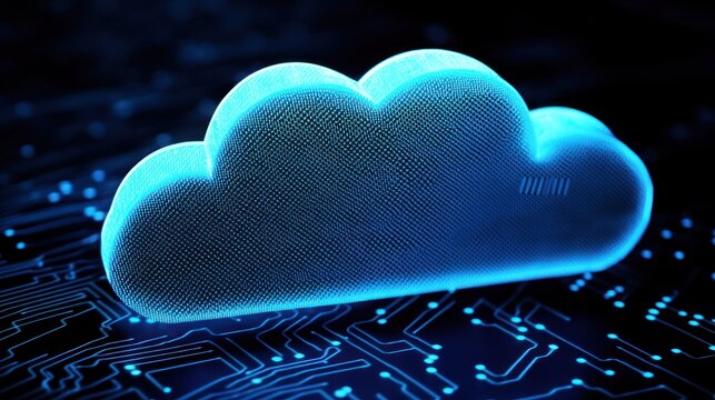 3d rendering of a glowing cloud computing symbol.
