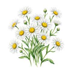 Fototapeta premium Beautiful Watercolor Daisy Flowers Bouquet
