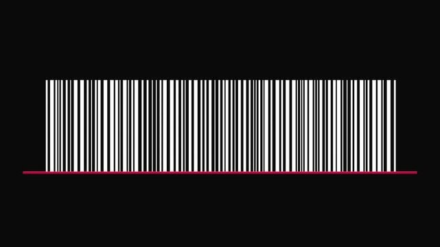 Digital barcode scanner animation with red laser line for retail and inventory tracking 4k