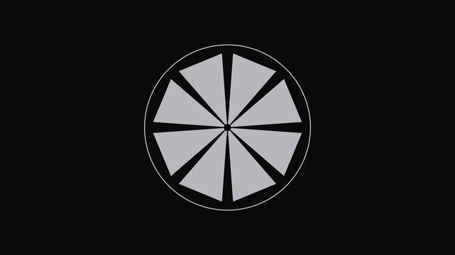 Minimalist circular loading spinner animation, rotating geometric segments on 4k black background, for ui ux, and digital interface projects