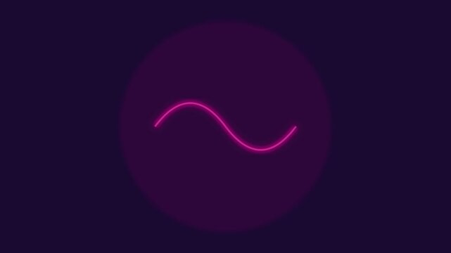 Neon sine wave animation: glowing pink mathematical function symbol for science and technology projects 4k