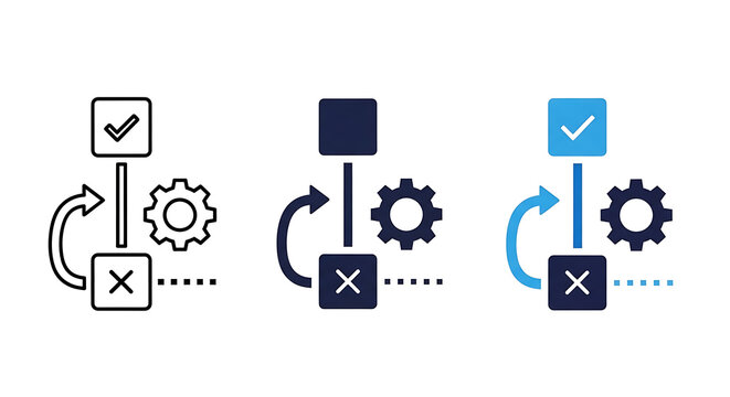 Process flow diagram icons representing workflow optimization and task completion with workflow optimization business management efficiency operation planning strategy development improvement