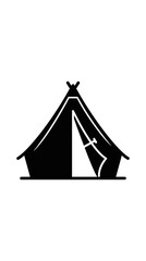 Black Silhouette of a Teepee Tent Icon on White Background, Camping Symbol © sri
