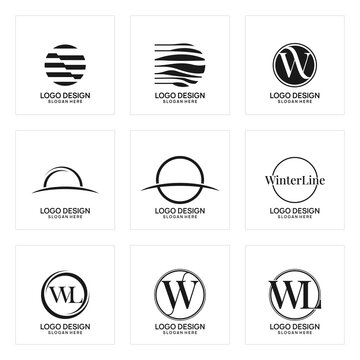 Elegant black and white business branding identity logo templates vector