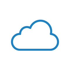 Fototapeta premium Minimalist blue cloud outline icon on white background